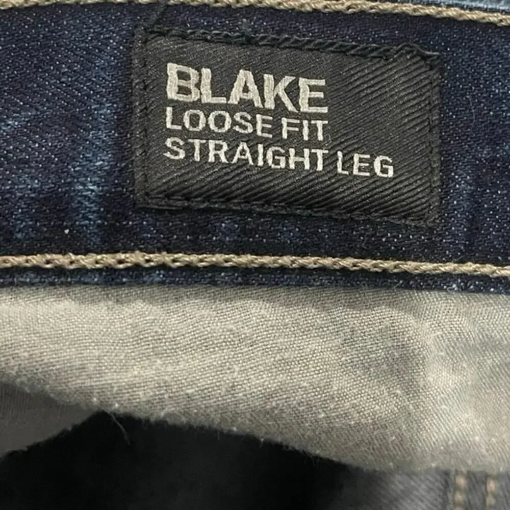 Express Blake Loose Fit Straight Leg Dark Wash Denim Jeans Size 34X30 Streetwear